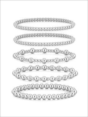14K Gold Plated Beaded Ball Bracelet Set Adjustable Stackable Jewelry Gift